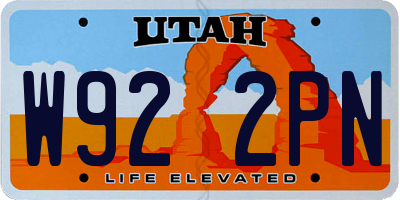 UT license plate W922PN