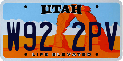 UT license plate W922PV