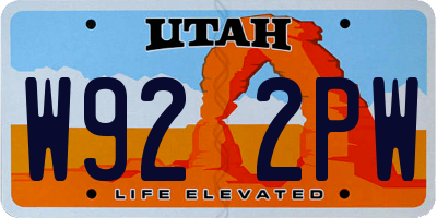UT license plate W922PW