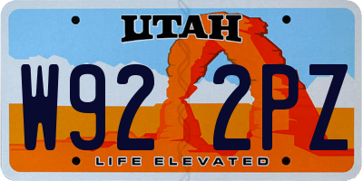 UT license plate W922PZ