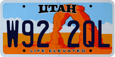 UT license plate W922QL