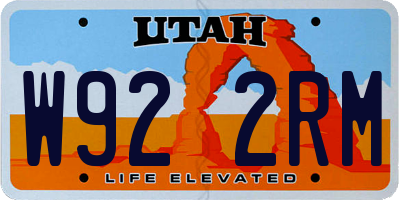 UT license plate W922RM