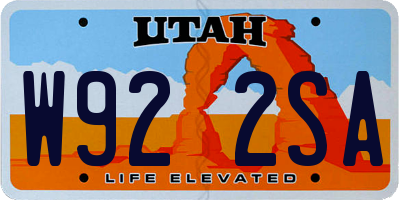 UT license plate W922SA