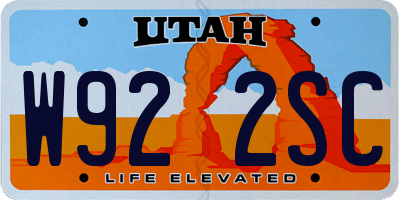 UT license plate W922SC