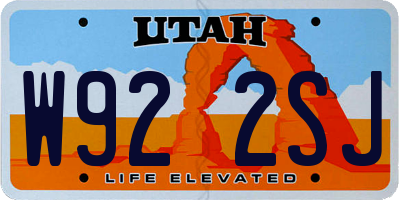 UT license plate W922SJ