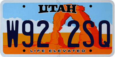 UT license plate W922SQ
