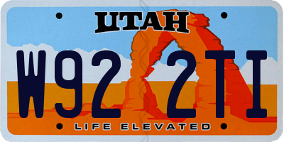 UT license plate W922TI