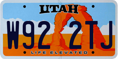 UT license plate W922TJ