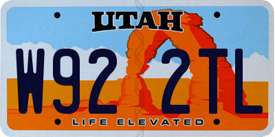 UT license plate W922TL