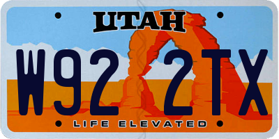 UT license plate W922TX
