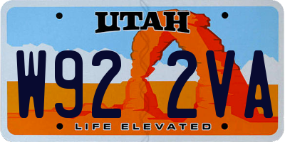 UT license plate W922VA