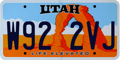 UT license plate W922VJ