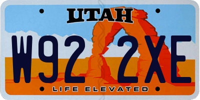 UT license plate W922XE