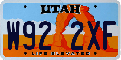 UT license plate W922XF