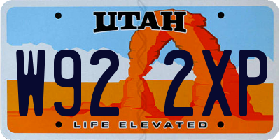 UT license plate W922XP