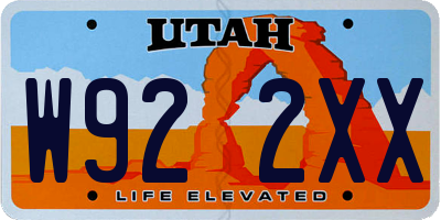 UT license plate W922XX