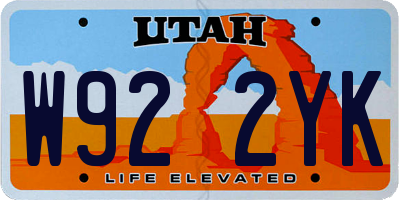 UT license plate W922YK