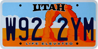 UT license plate W922YM