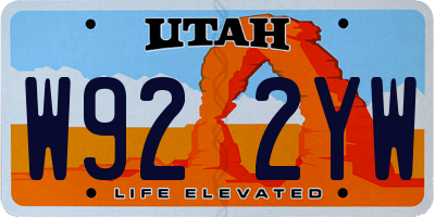 UT license plate W922YW