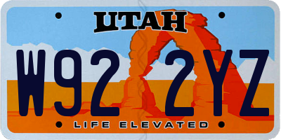 UT license plate W922YZ