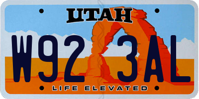 UT license plate W923AL