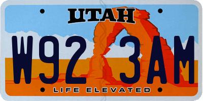 UT license plate W923AM