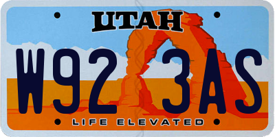 UT license plate W923AS