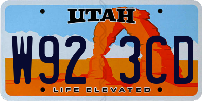 UT license plate W923CD