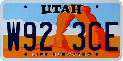 UT license plate W923CE