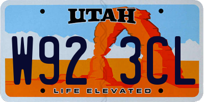 UT license plate W923CL
