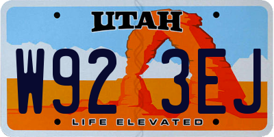 UT license plate W923EJ