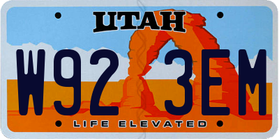 UT license plate W923EM