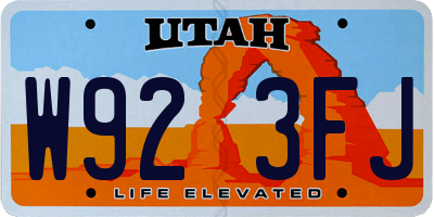 UT license plate W923FJ