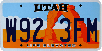 UT license plate W923FM