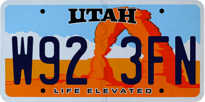 UT license plate W923FN