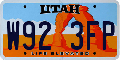UT license plate W923FP