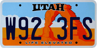 UT license plate W923FS