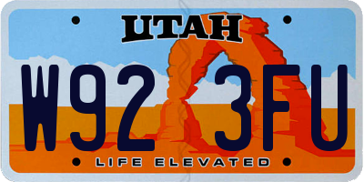 UT license plate W923FU