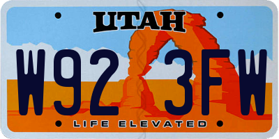 UT license plate W923FW