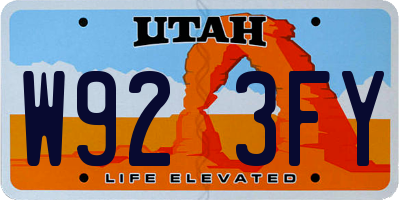 UT license plate W923FY
