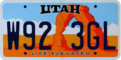 UT license plate W923GL