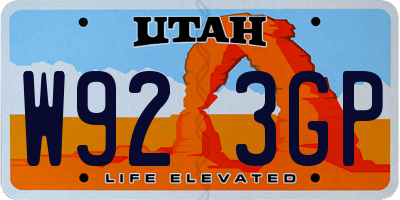 UT license plate W923GP