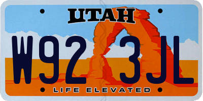 UT license plate W923JL
