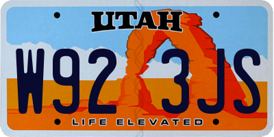 UT license plate W923JS