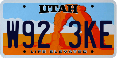 UT license plate W923KE