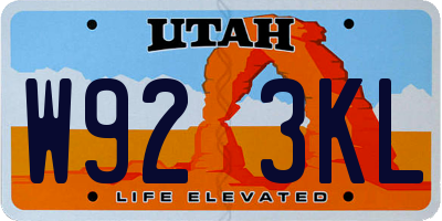 UT license plate W923KL