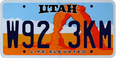 UT license plate W923KM