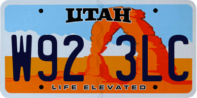 UT license plate W923LC
