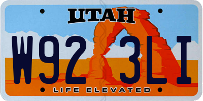 UT license plate W923LI