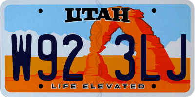 UT license plate W923LJ